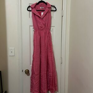Kensie Pink Collared Maxi Dress